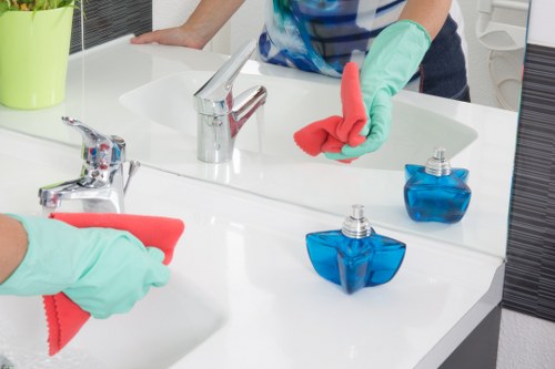 Detailed after builders cleaning of kitchen surfaces and fixtures