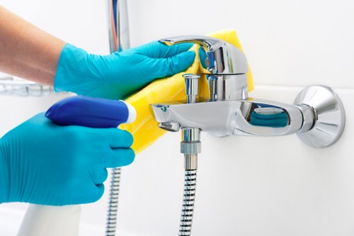 Cleaning team working in an Enfield house after renovation