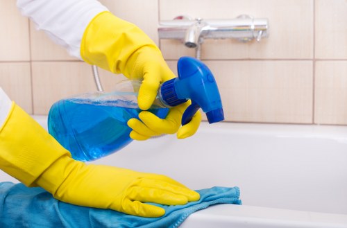 Local cleaning team preparing a renovated property in Enfield for handover