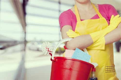 Cleaner reviewing job details and access information before starting
