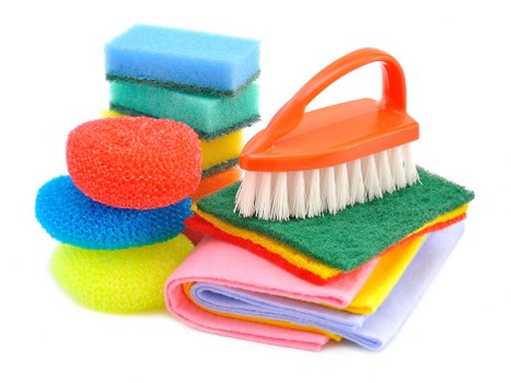 Cleaning team handling payment and invoice details after service